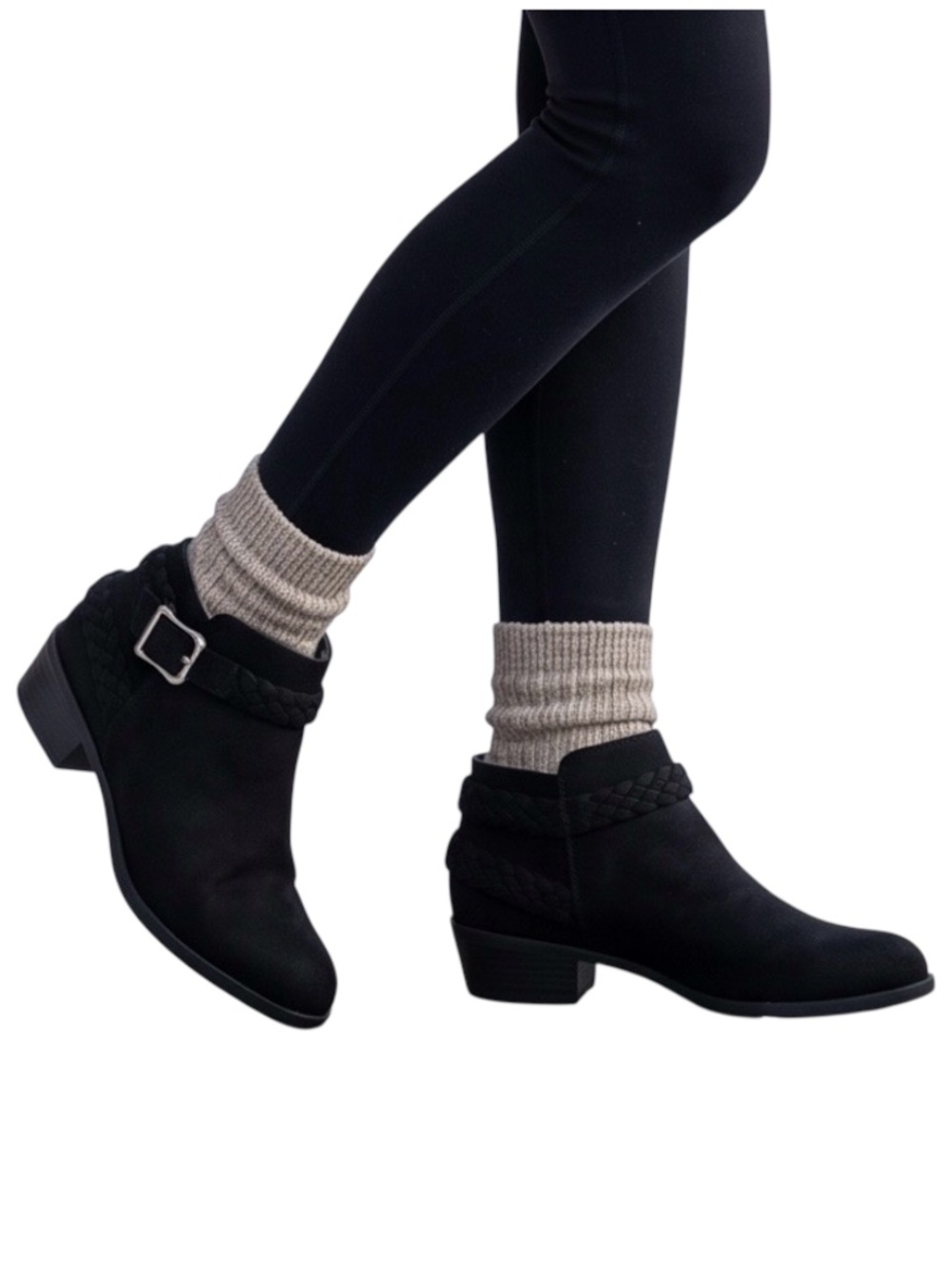 LifeStride Adriana Black Faux Suede Ankle Boots Size 8 1/2 W